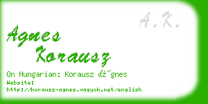 agnes korausz business card